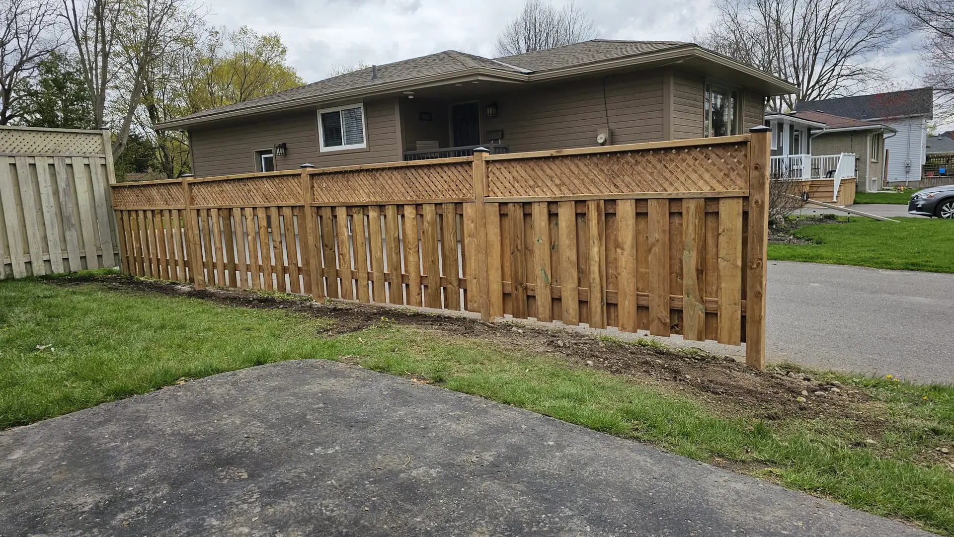 Panel style wood fence